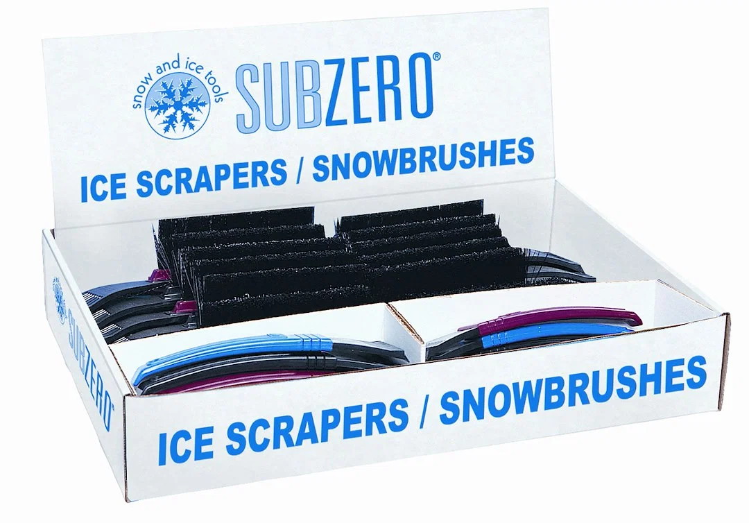 1212 – HOPKINS Point Of Purchase Display, Counter Top Display Twelve 10 Inch Bear Claw ® Ice Scrapers and Twelve 22 I...